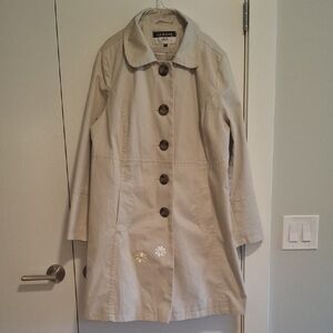 George Beige Trench Coat with Daisy Embroidery